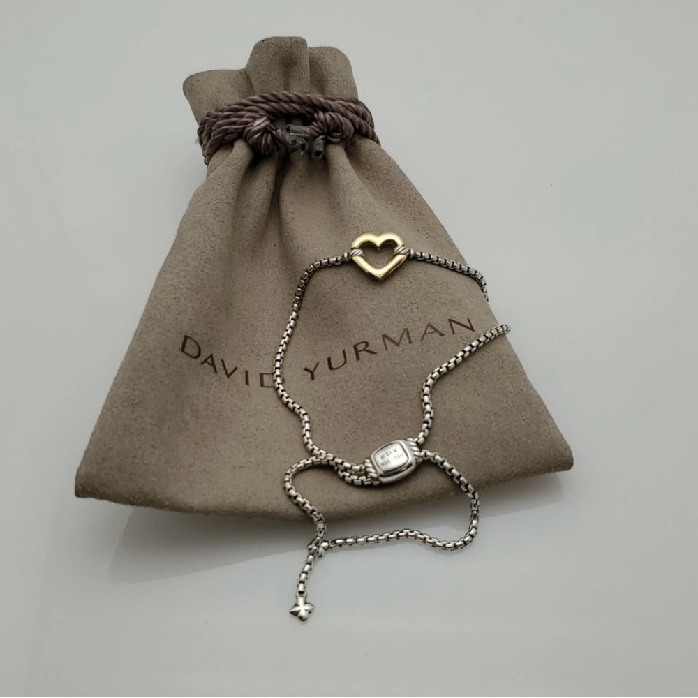 David Yurman Silver and Gold Bracelet with Heart Detail